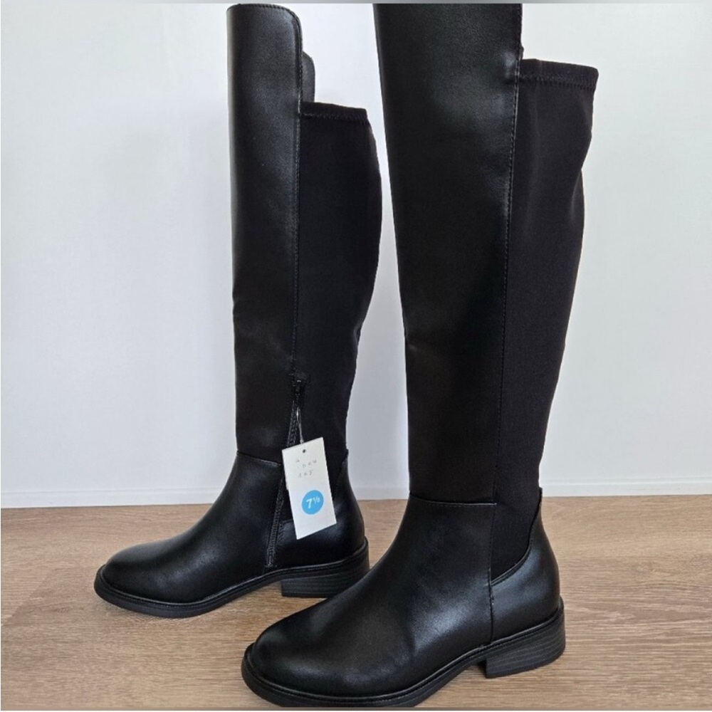 A New Day Women's Sienna Faux Leather Tall Dress Boots Size 6.5